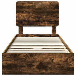 Letto con Contenitore con testiera-Struttura Letto con contenitore Rovere fum¨¦ 100 x 200 cm 317879