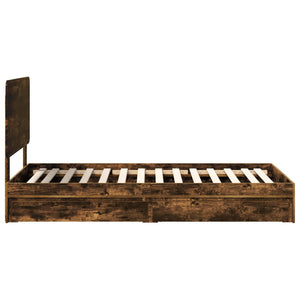 Letto con Contenitore con testiera-Struttura Letto con contenitore Rovere fum¨¦ 100 x 200 cm 317879