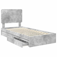 Letto con Contenitore con testiera-Struttura Letto con contenitore Grigio cemento 90 x 200 cm 515675
