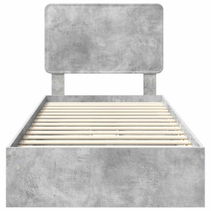 Letto con Contenitore con testiera-Struttura Letto con contenitore Grigio cemento 90 x 200 cm 515675