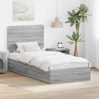 Letto con Contenitore con testiera-Struttura Letto con contenitore Grigio Sonoma 90 x 190 cm 396029