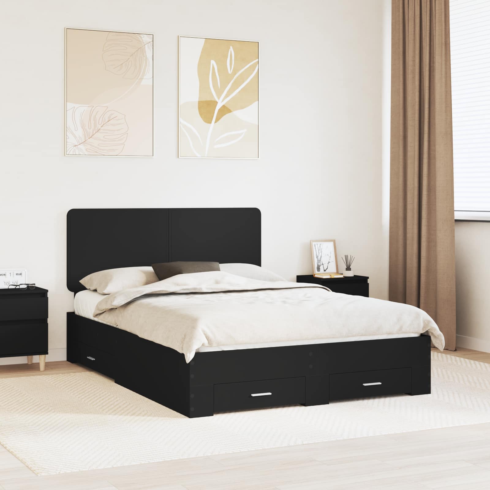 Struttura del letto Nero 160 x 200 cm Legno multistrato 3412759