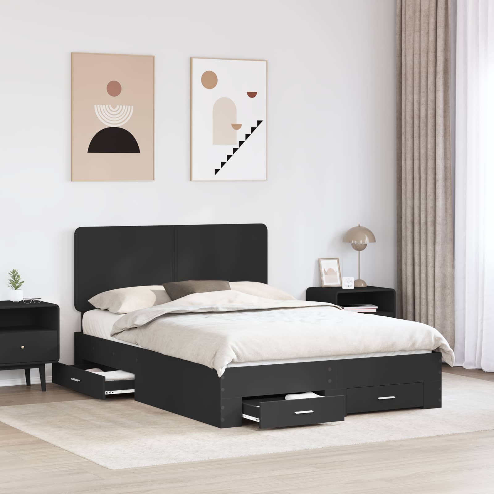 Struttura del letto Nero 160 x 200 cm Legno multistrato 3412759