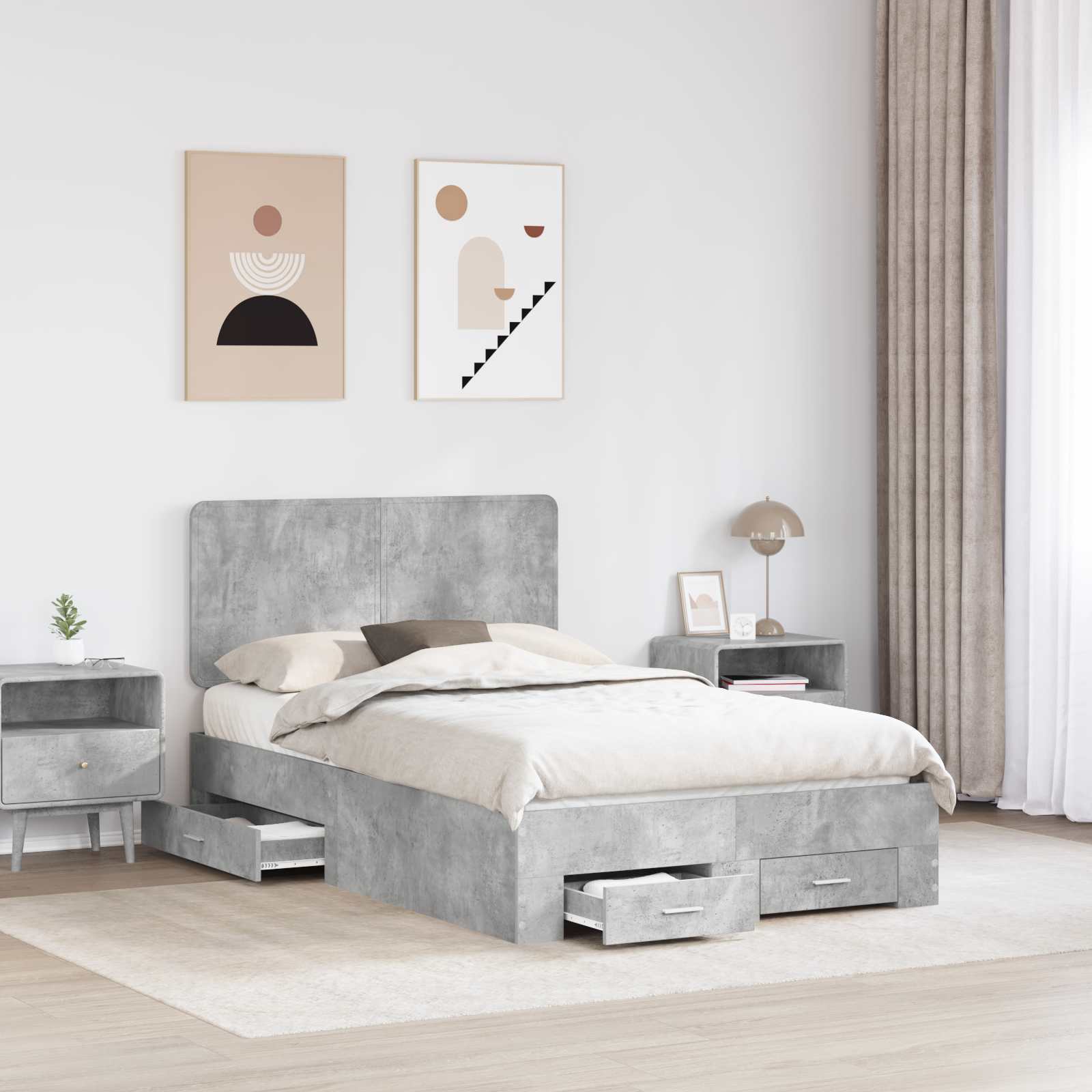 Struttura del letto con testiera Grigio cemento 120 x 190 cm 3412813