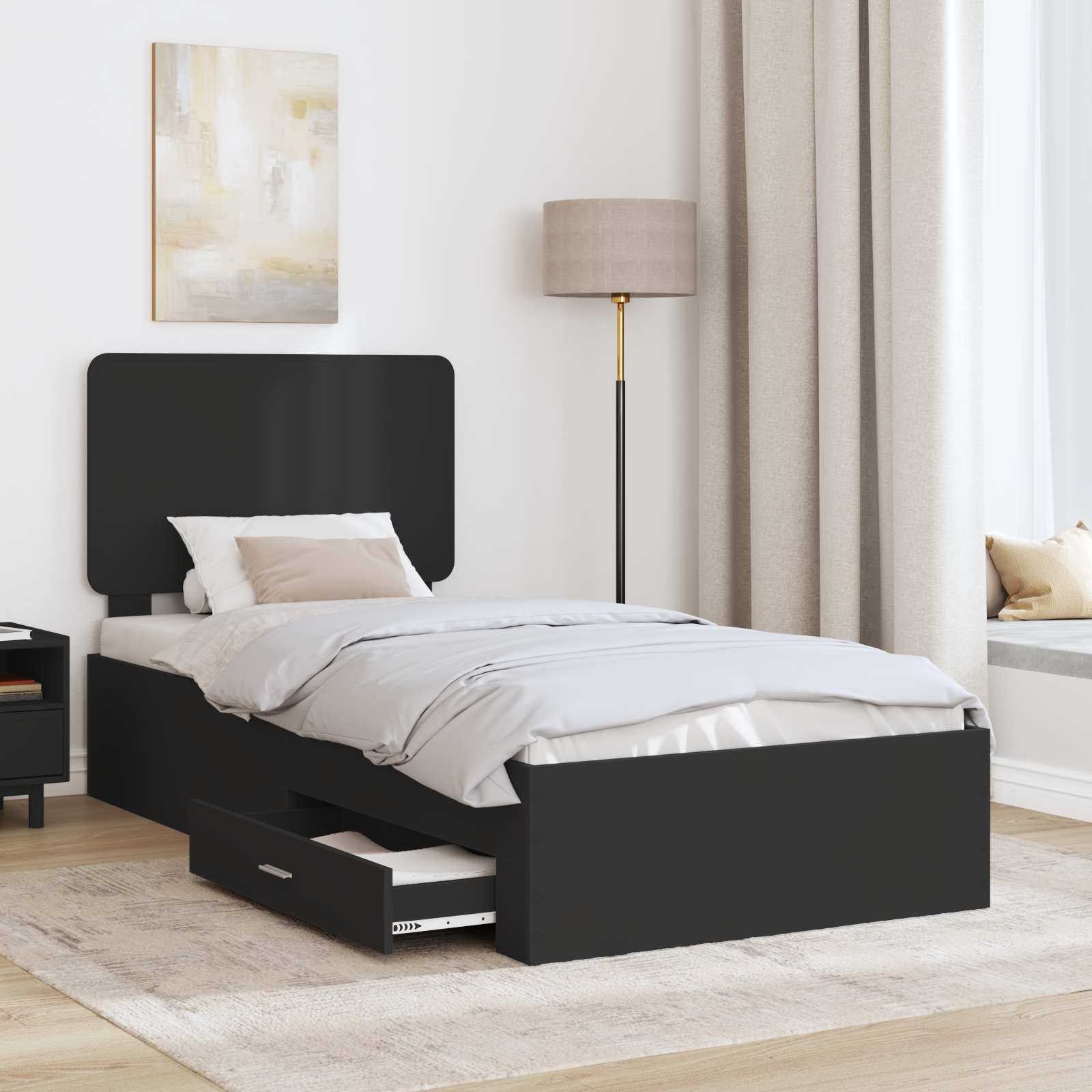 Struttura del letto Nero 100 x 200 cm Legno multistrato 3412820
