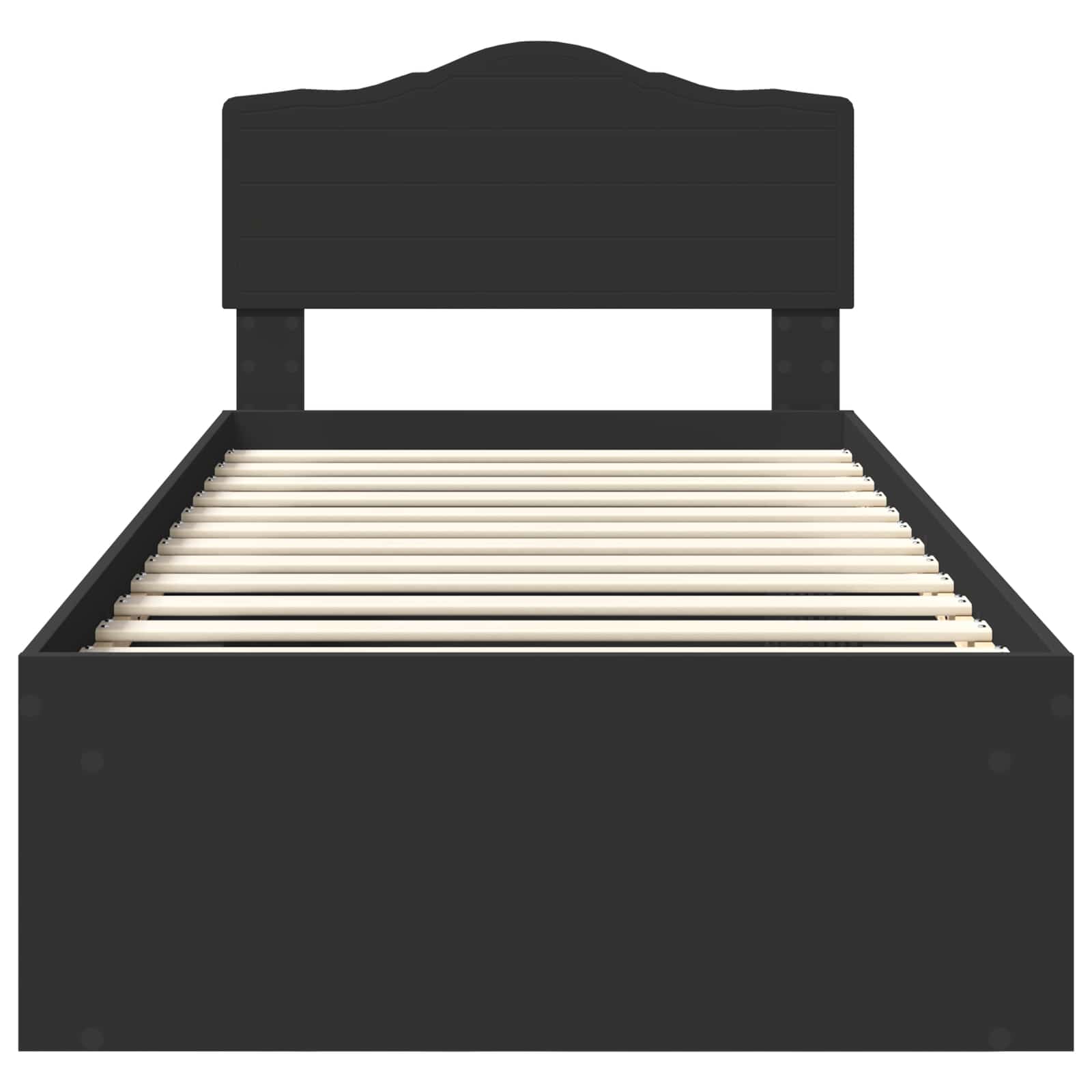 Struttura del letto con testiera-Giroletto con Testiera Nero 75 x 190 cm Pino massello 777983