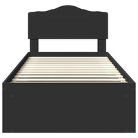 Struttura del letto con testiera-Giroletto con Testiera Nero 75 x 190 cm Pino massello 777983