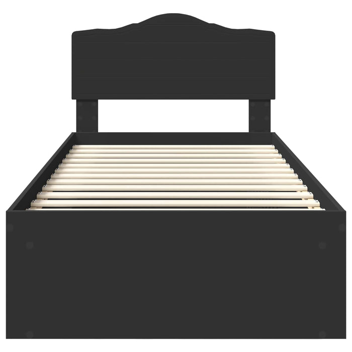 Struttura del letto con testiera-Giroletto con Testiera Nero 75 x 190 cm Pino massello 777983