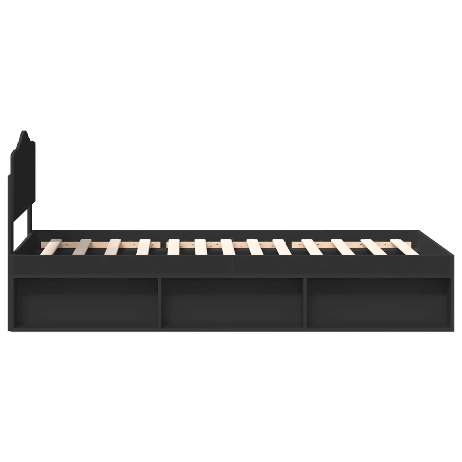 Struttura del letto con testiera-Giroletto con Testiera Nero 75 x 190 cm Pino massello 777983