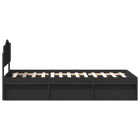 Struttura del letto con testiera-Giroletto con Testiera Nero 75 x 190 cm Pino massello 777983