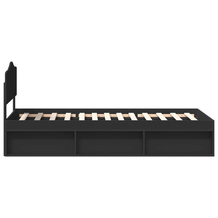 Struttura del letto con testiera-Giroletto con Testiera Nero 75 x 190 cm Pino massello 777983