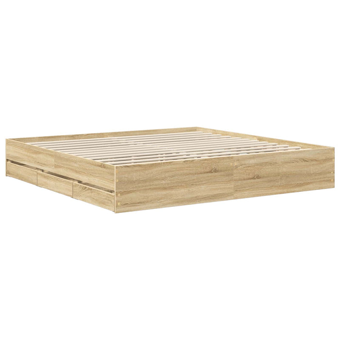 Struttura del letto con cassetto Rovere Sonoma 200 x 200 cm 3412972