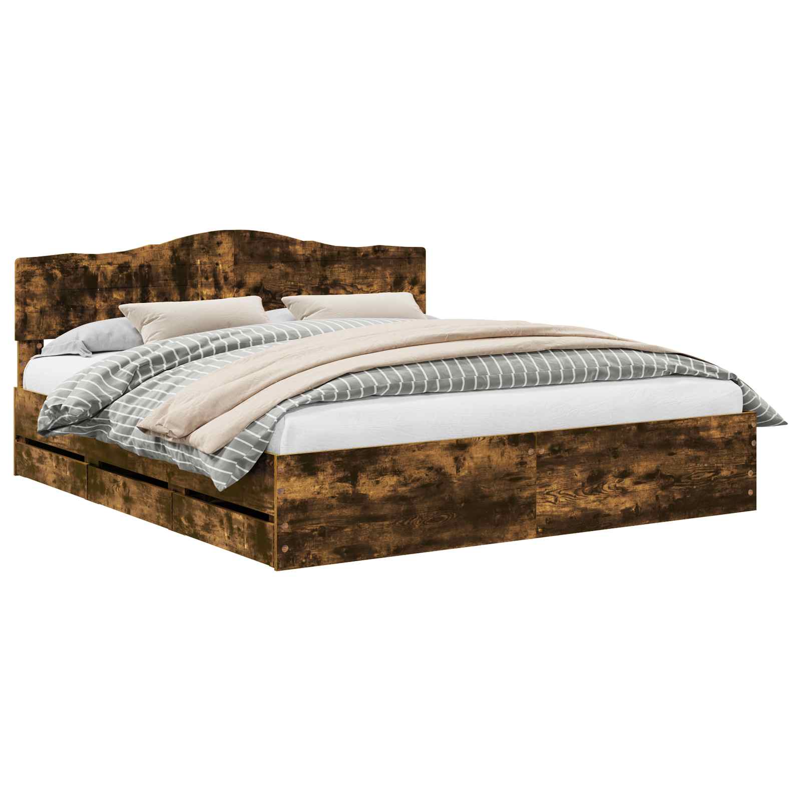Struttura del letto con cassetto Rovere fumé 200 x 200 cm 3412974