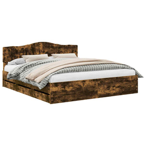 Struttura del letto con cassetto Rovere fumé 200 x 200 cm 3412974