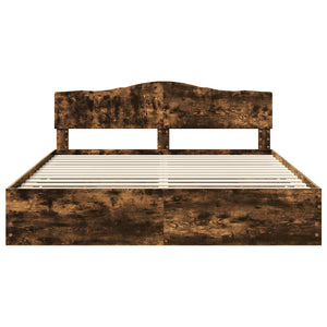 Struttura del letto con cassetto Rovere fumé 200 x 200 cm 3412974