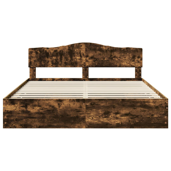 Struttura del letto con cassetto Rovere fumé 200 x 200 cm 3412974