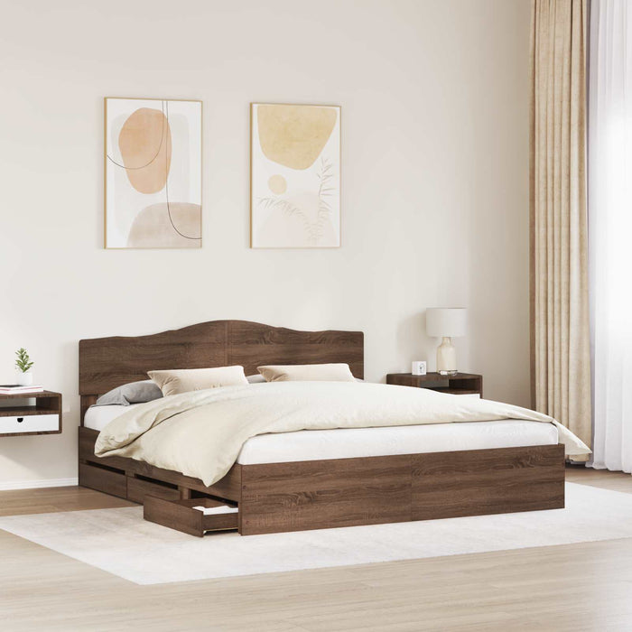 Struttura del letto con cassetto Rovere Marrone 200 x 200 cm 3412976