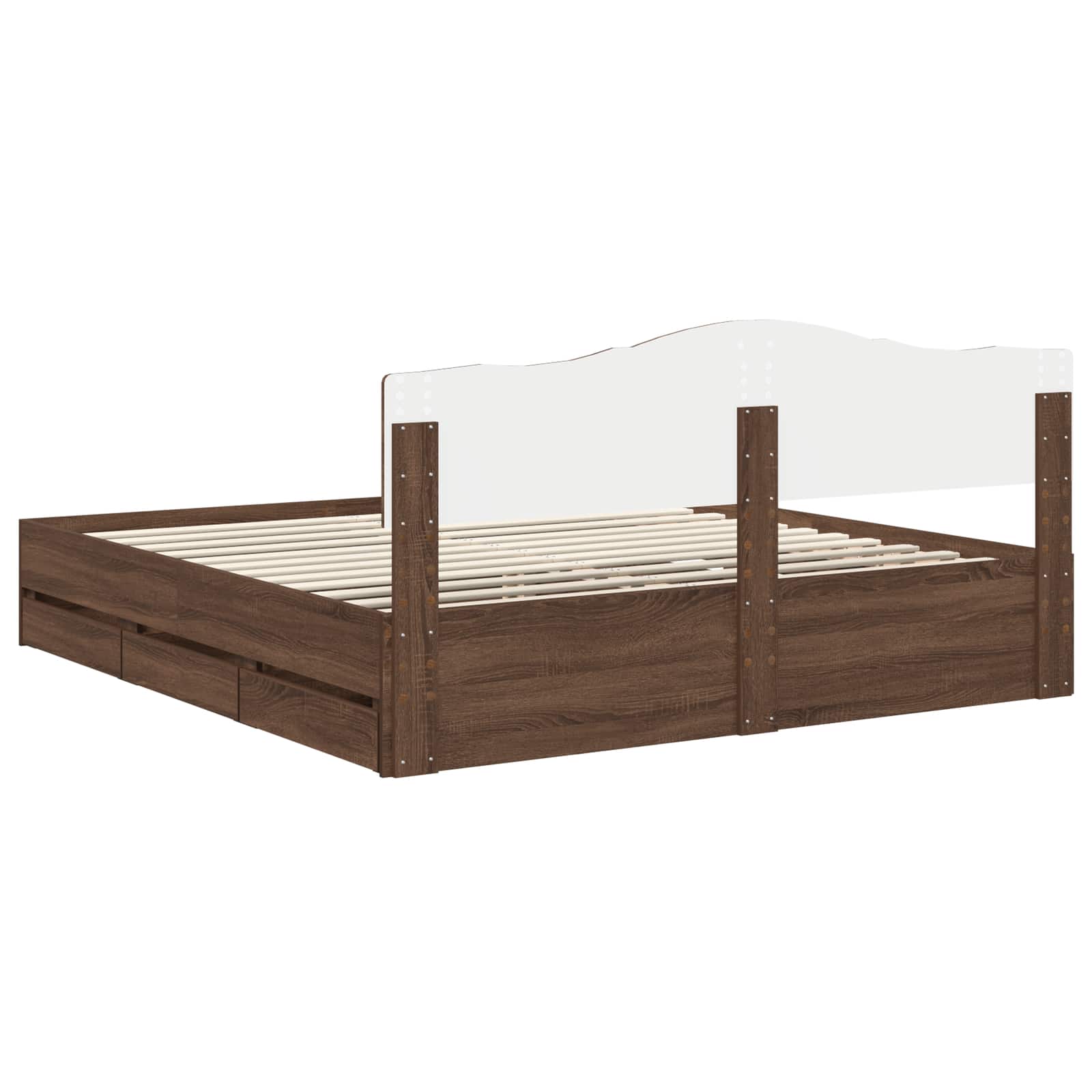 Struttura del letto con cassetto Rovere Marrone 200 x 200 cm 3412976