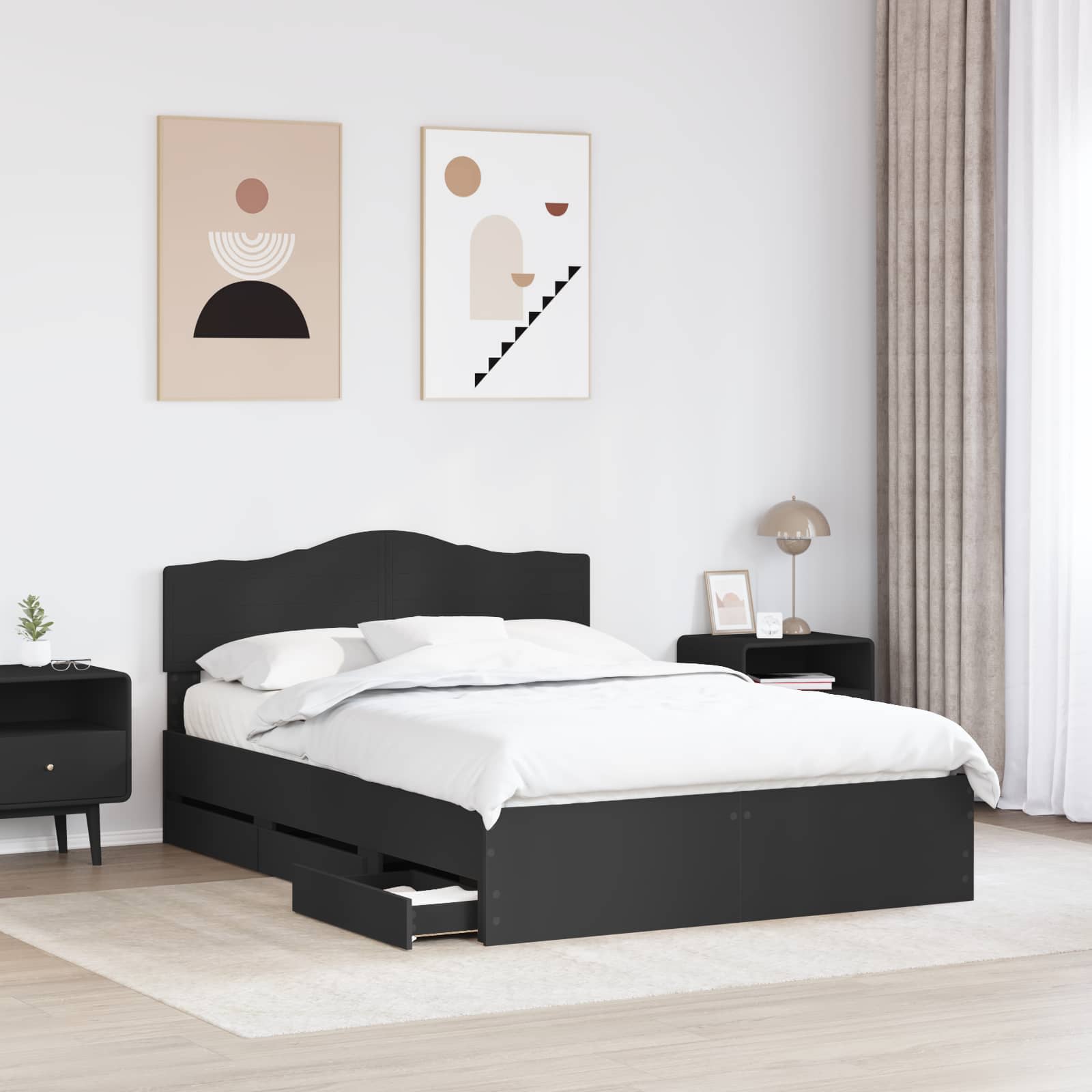 Struttura del letto Nero 140 x 200 cm Legno Ingegnerizzato 3413006