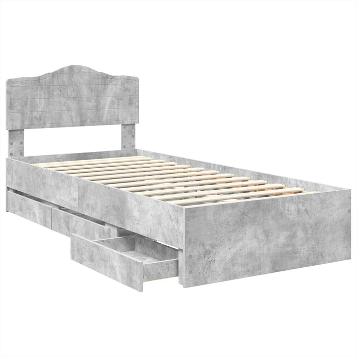 Struttura del letto con cassetto Grigio cemento 90 x 190 cm 3413043