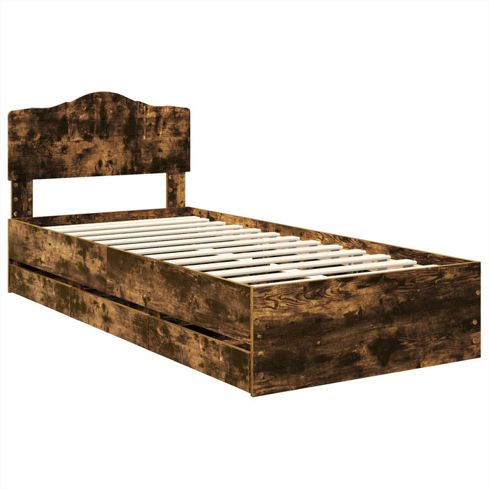 Struttura del letto con cassetto Rovere fumé 90 x 190 cm 3413044