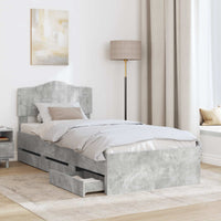 Struttura del letto con cassetto Grigio cemento 75 x 190 cm 3413057
