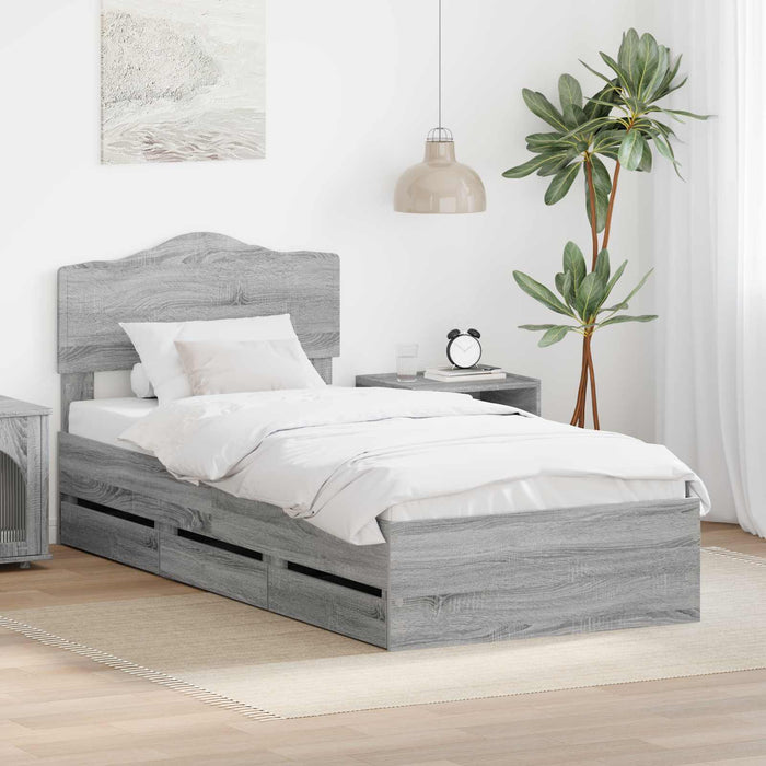 Struttura del letto con cassetto Grigio Sonoma 75 x 190 cm 3413059