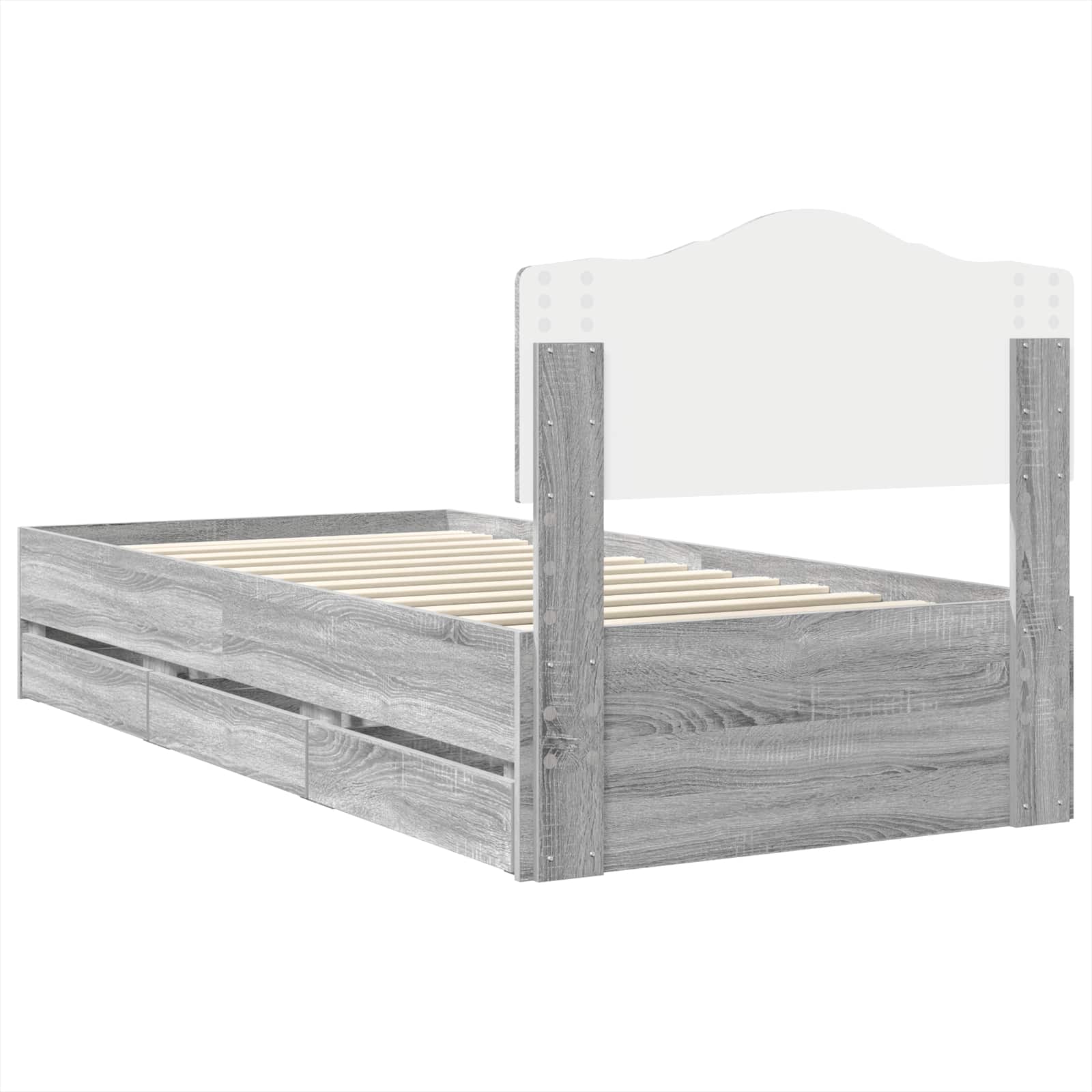 Struttura del letto con cassetto Grigio Sonoma 75 x 190 cm 3413059