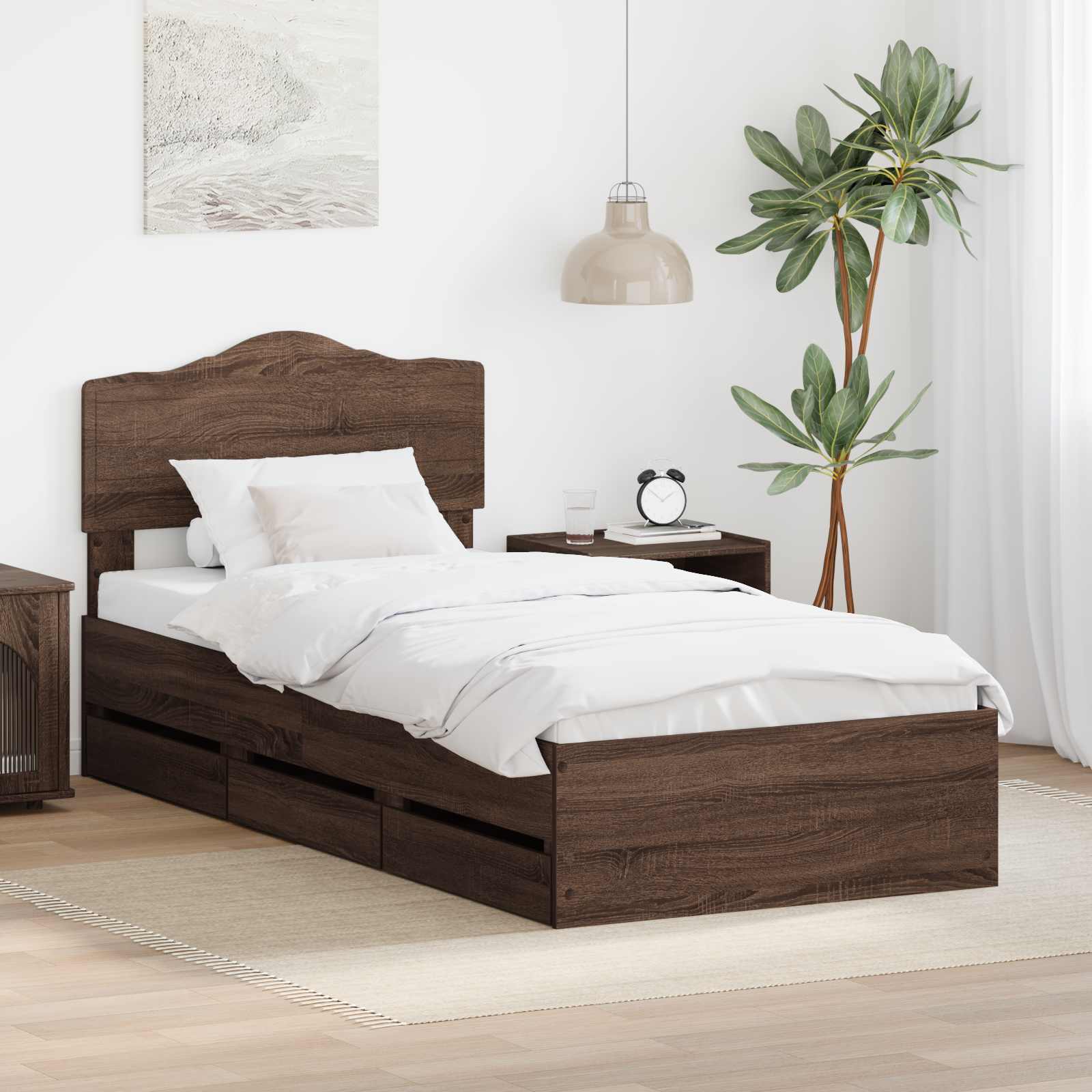 Struttura del letto con cassetto Rovere Marrone 75 x 190 cm 3413060
