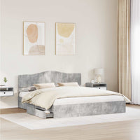Letto con Contenitore con testiera-Struttura Letto con contenitore Grigio cemento 200 x 200 cm 852893