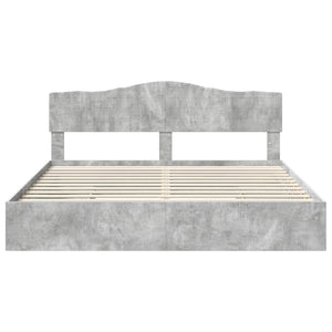 Letto con Contenitore con testiera-Struttura Letto con contenitore Grigio cemento 200 x 200 cm 852893