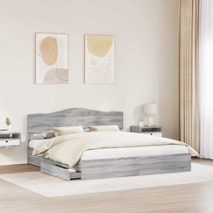 Letto con Contenitore con testiera-Struttura Letto con contenitore Grigio Sonoma 200 x 200 cm 183578