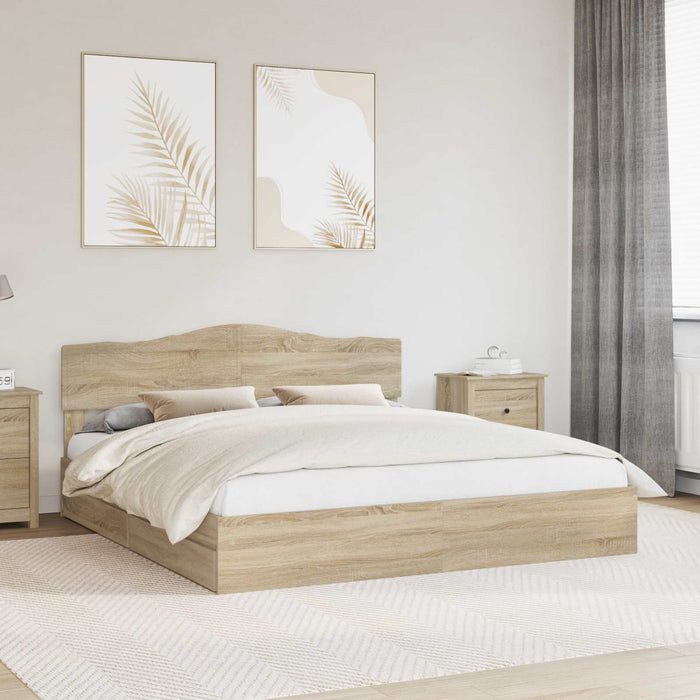 Letto con Contenitore con testiera-Struttura Letto con contenitore Rovere Sonoma 180 x 200 cm 176895