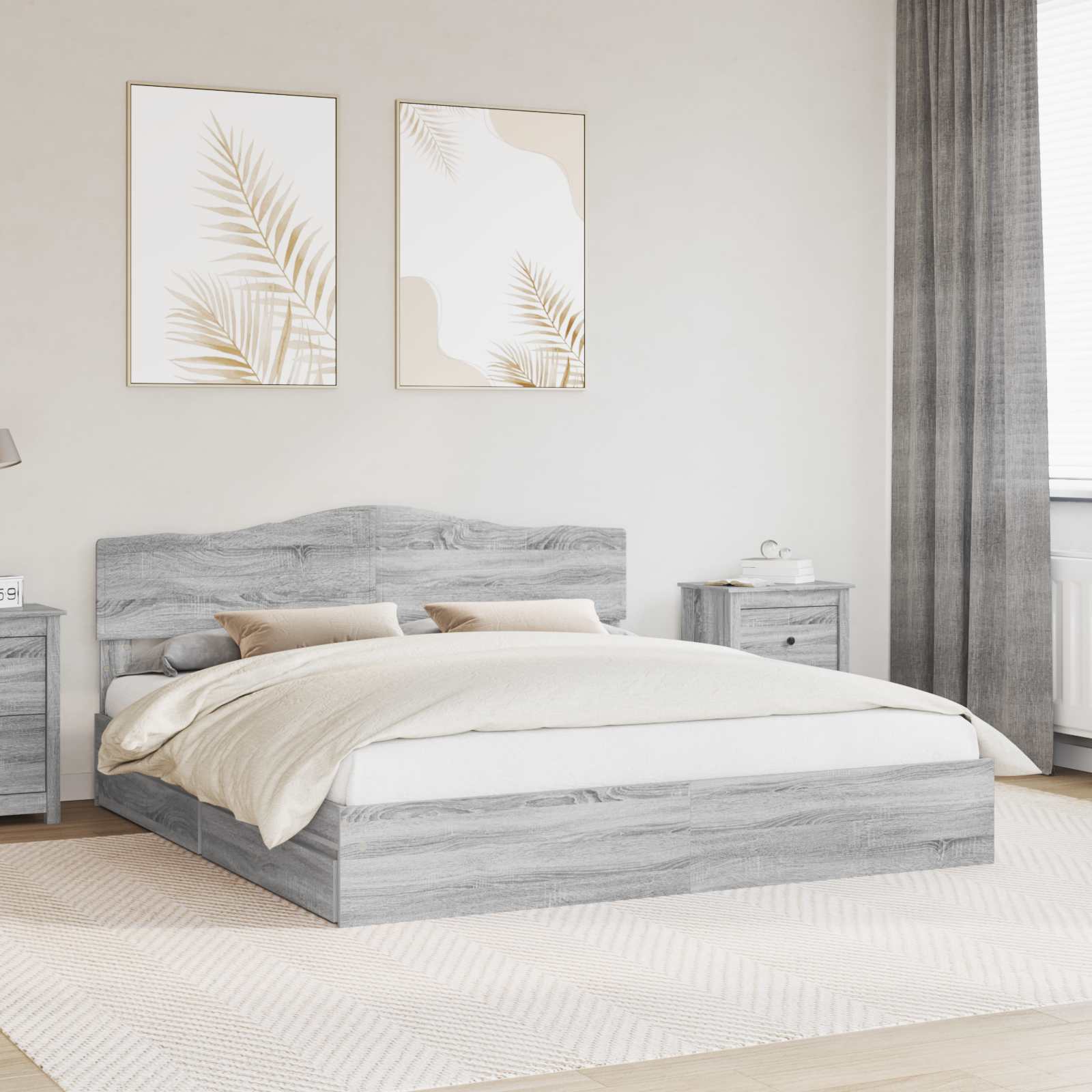 Letto con Contenitore con testiera-Struttura Letto con contenitore Grigio Sonoma 180 x 200 cm 847490