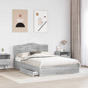 Letto con Contenitore con testiera-Struttura Letto con contenitore Grigio Sonoma 160 x 200 cm 975047