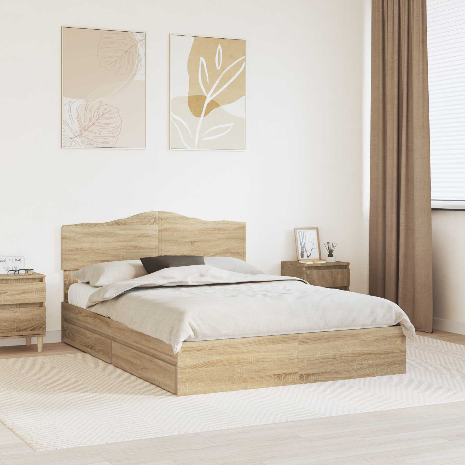 Letto con Contenitore con testiera Rovere Sonoma 150 x 200 cm 3413084