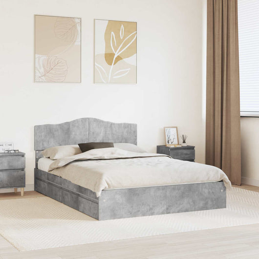 Letto con Contenitore con testiera-Struttura Letto con contenitore Grigio cemento 150 x 200 cm 313995