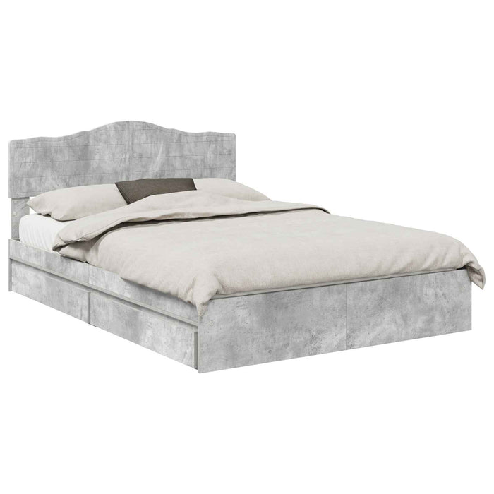 Letto con Contenitore con testiera-Struttura Letto con contenitore Grigio cemento 150 x 200 cm 313995
