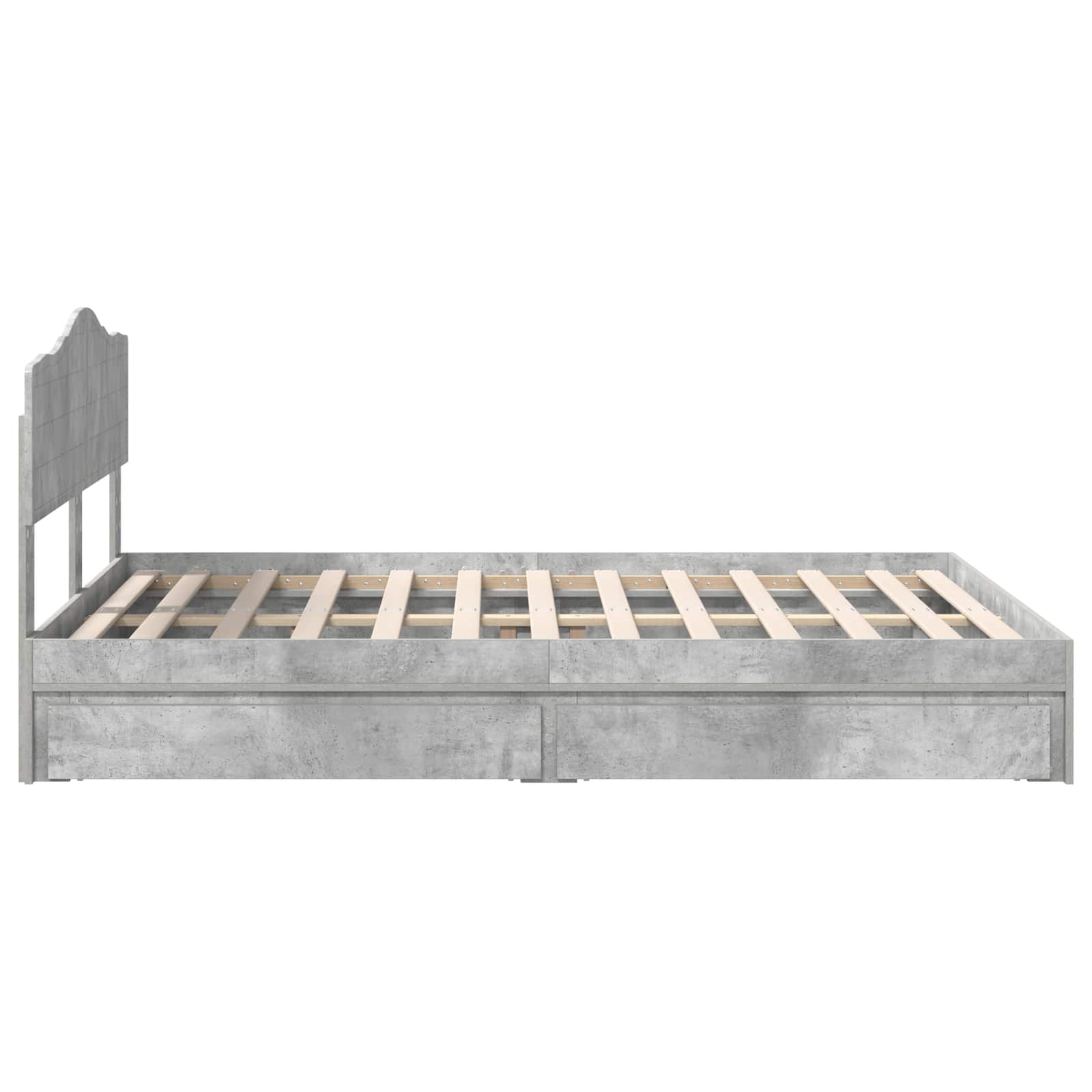 Letto con Contenitore con testiera-Struttura Letto con contenitore Grigio cemento 150 x 200 cm 313995