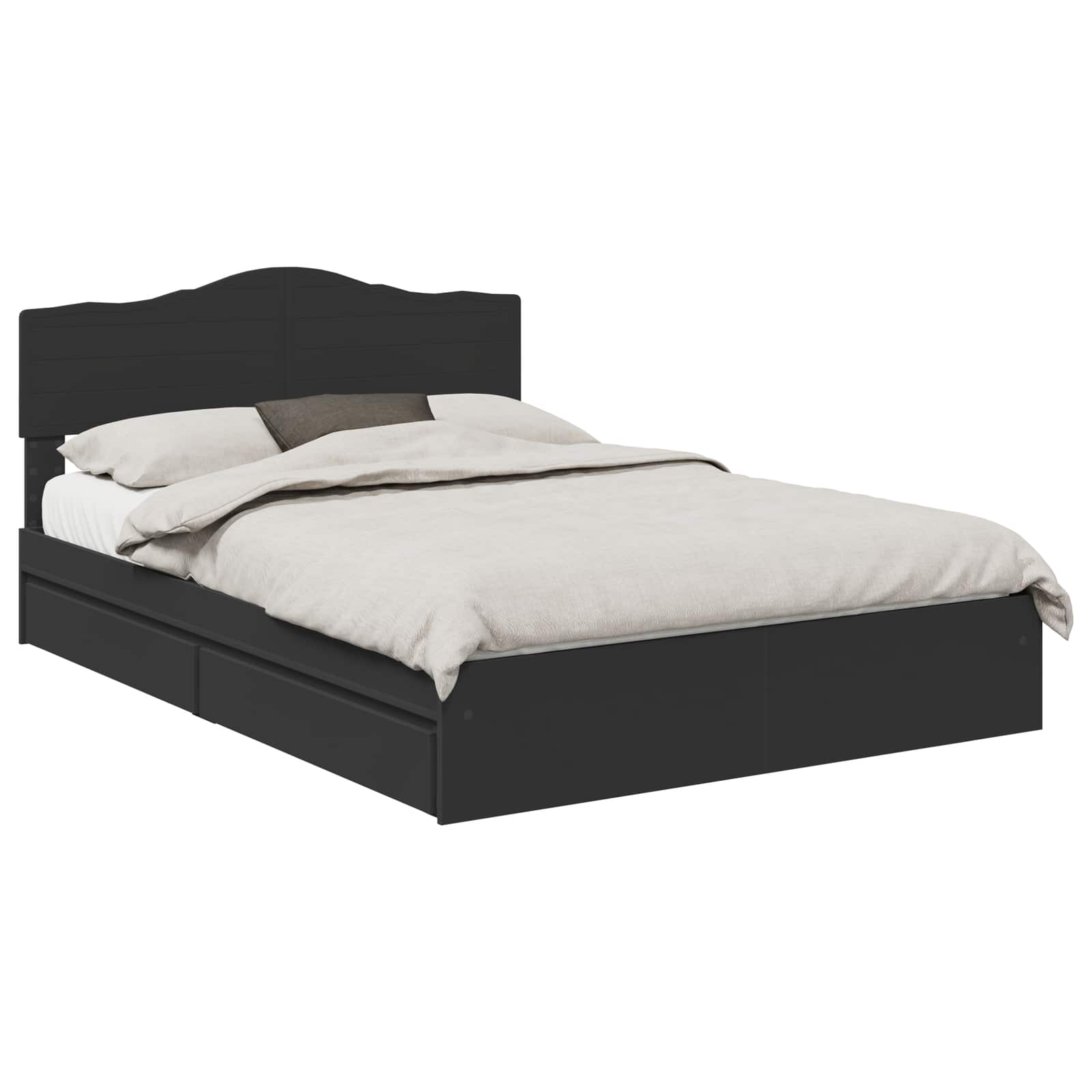 Letto con Contenitore Nero 140 x 190 cm Legno multistrato 3413097