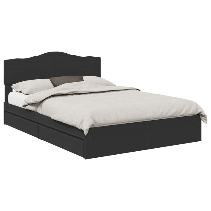 Letto con Contenitore Nero 140 x 190 cm Legno multistrato 3413097