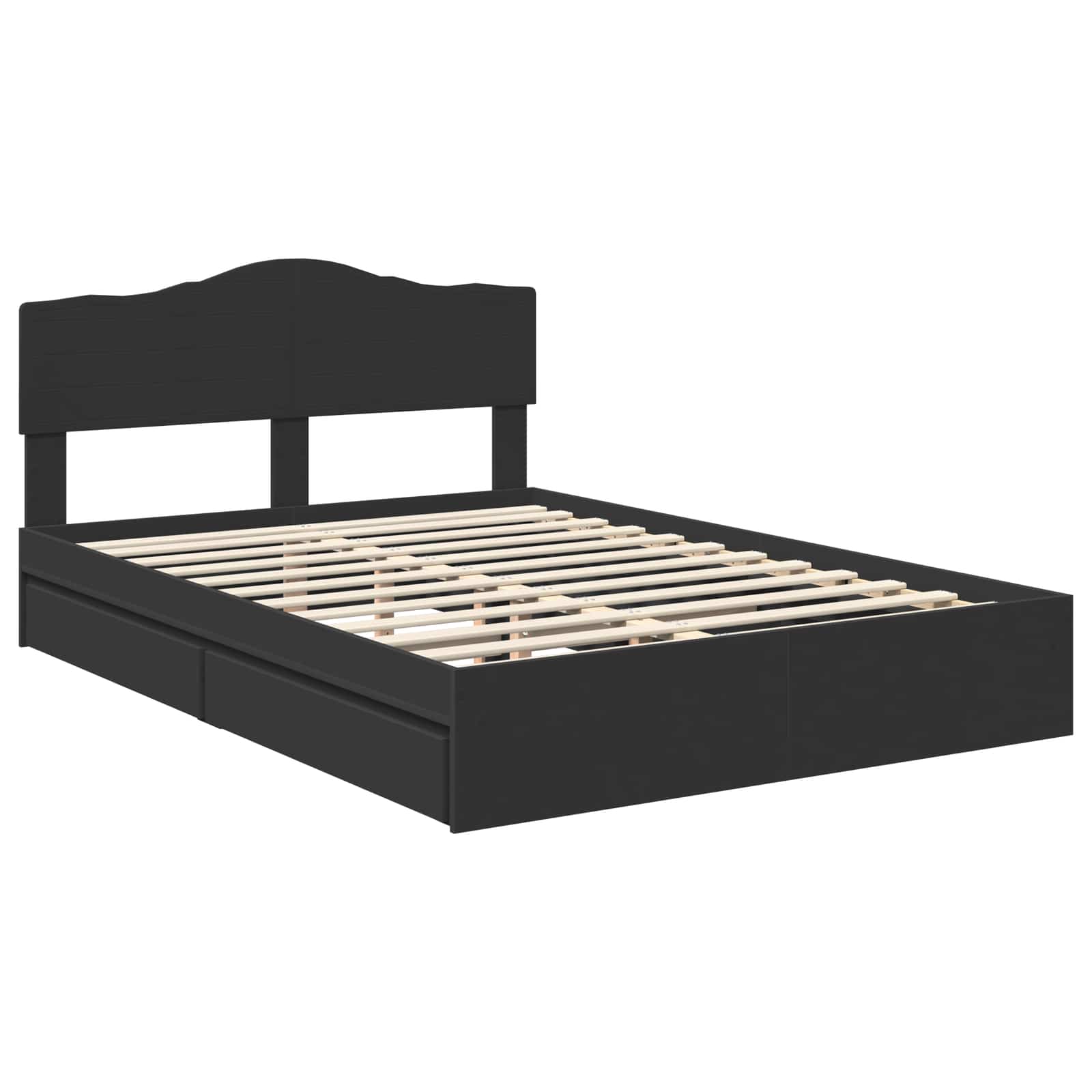 Letto con Contenitore Nero 140 x 190 cm Legno multistrato 3413097