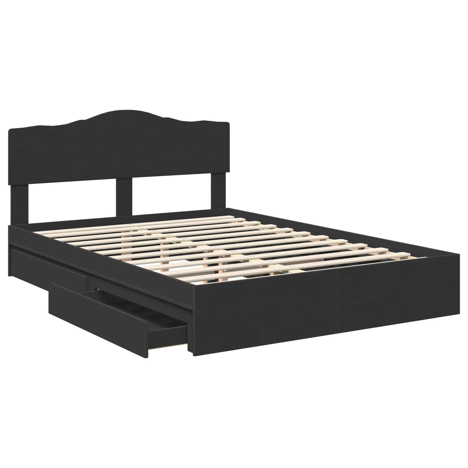 Letto con Contenitore Nero 140 x 190 cm Legno multistrato 3413097