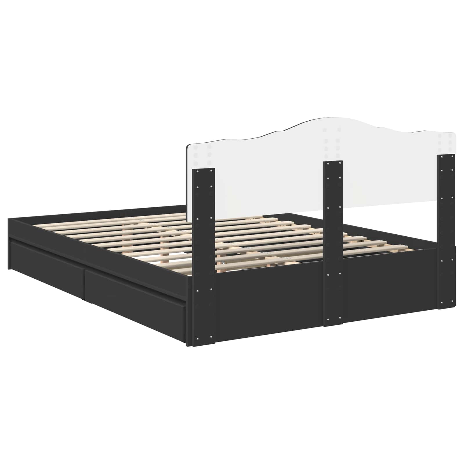 Letto con Contenitore Nero 140 x 190 cm Legno multistrato 3413097