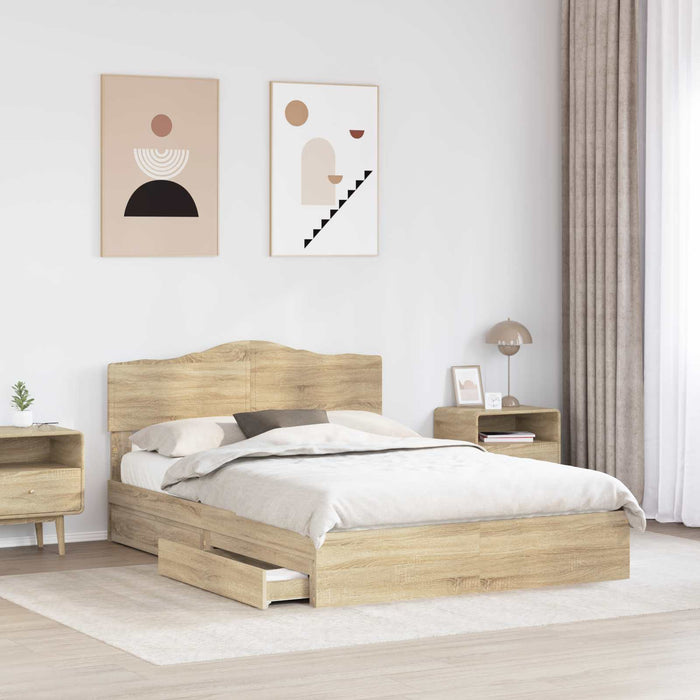 Letto con Contenitore con testiera Rovere Sonoma 140 x 190 cm 3413098