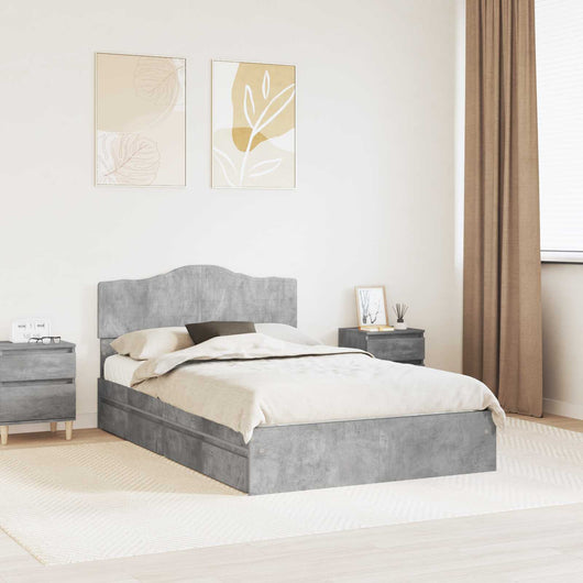 Letto con Contenitore con testiera-Struttura Letto con contenitore Grigio cemento 135 x 190 cm 529837