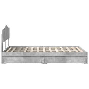 Letto con Contenitore con testiera-Struttura Letto con contenitore Grigio cemento 135 x 190 cm 529837