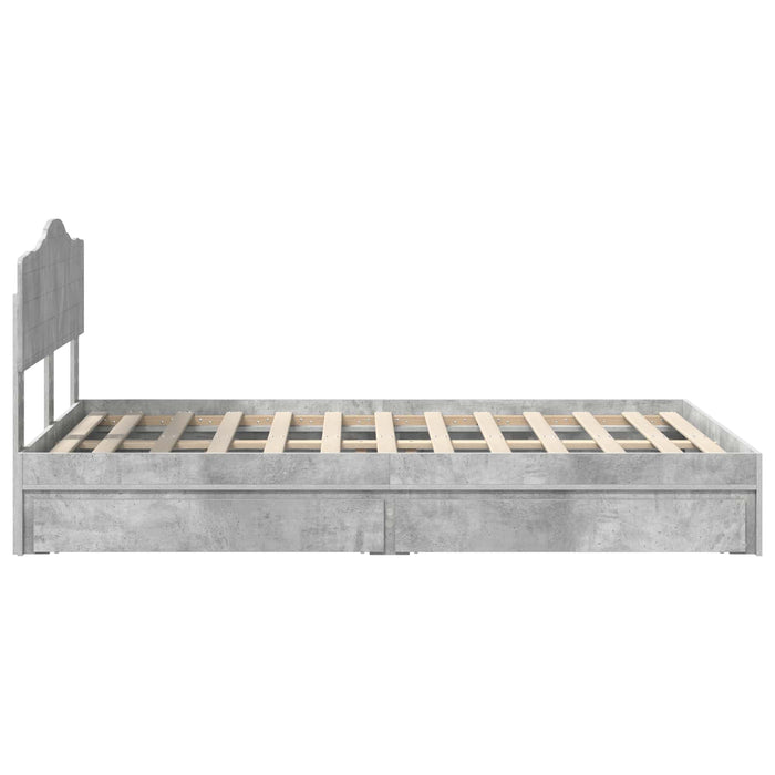 Letto con Contenitore con testiera-Struttura Letto con contenitore Grigio cemento 135 x 190 cm 529837