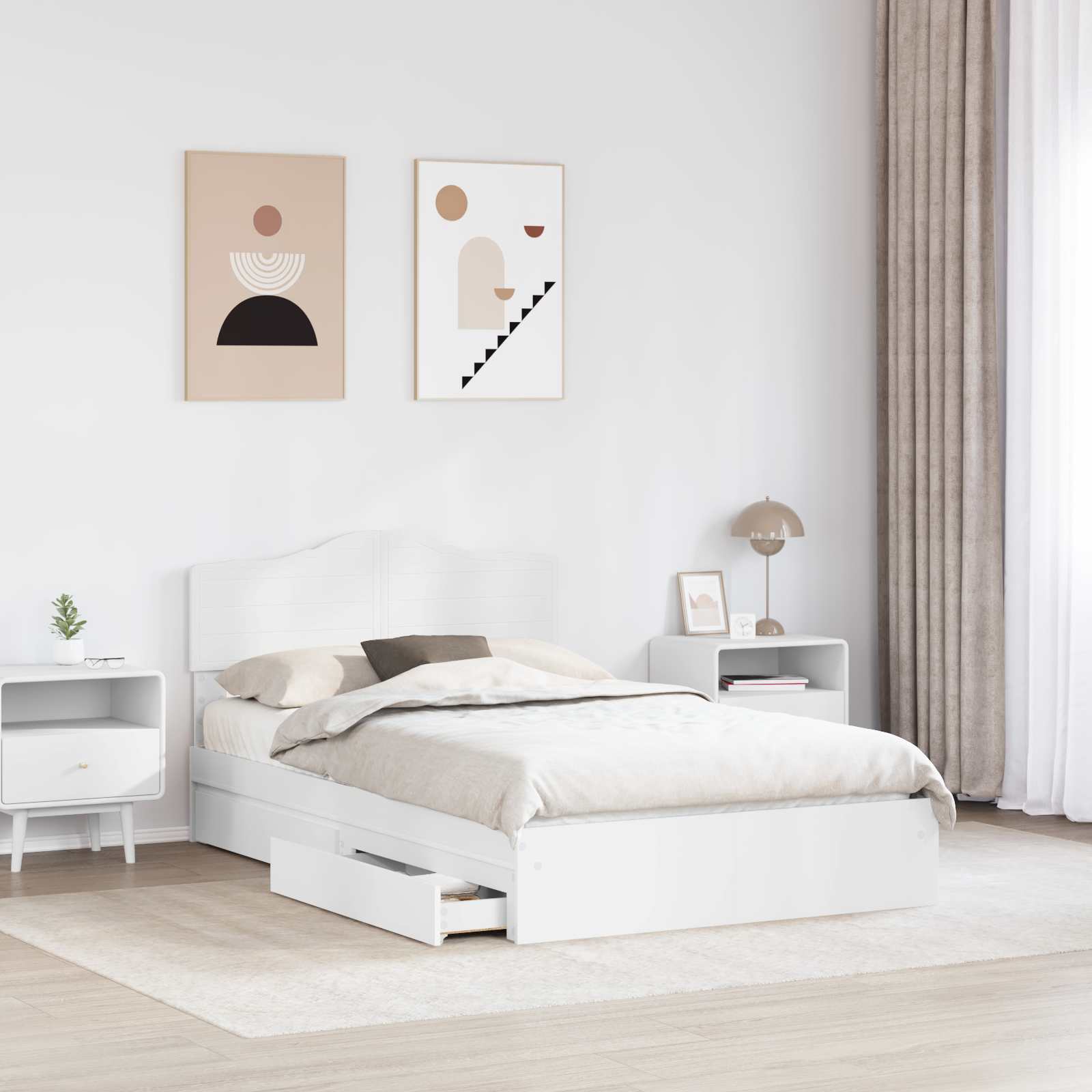 Letto con Contenitore Bianco 120 x 200 cm Legno multistrato 3413110