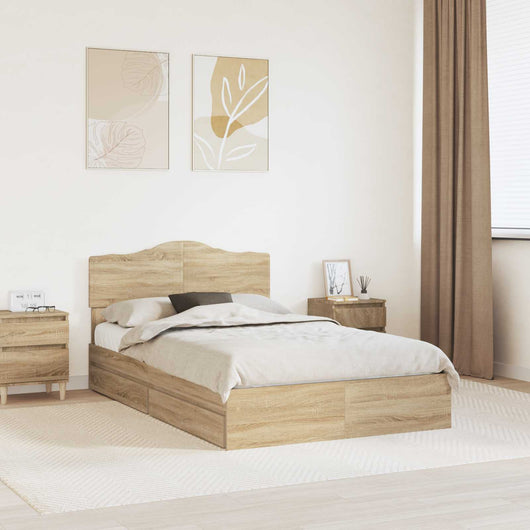 Letto con Contenitore con testiera-Struttura Letto con contenitore Rovere Sonoma 120 x 200 cm 348258